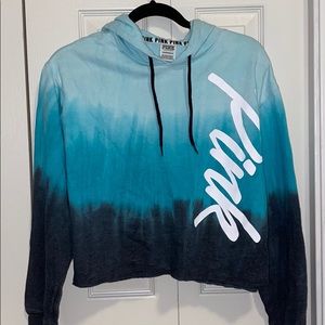 PINK tie-dyed cropped hoodie